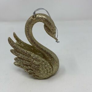 Gold Glitter Swan Holiday Ornament